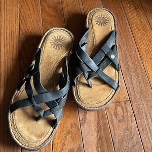Ugg black leather sandals in size 9